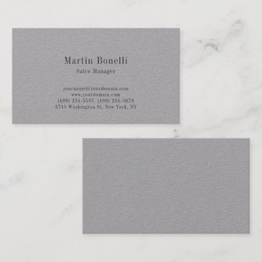 Carte De Visite Unique Classique Simple Premium Grey (Devant / Derrière)