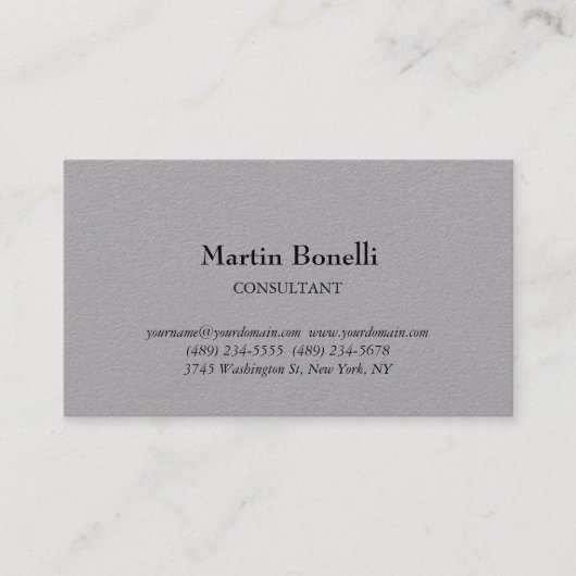 Carte De Visite Unique Classique Simple Premium Gris (Devant)