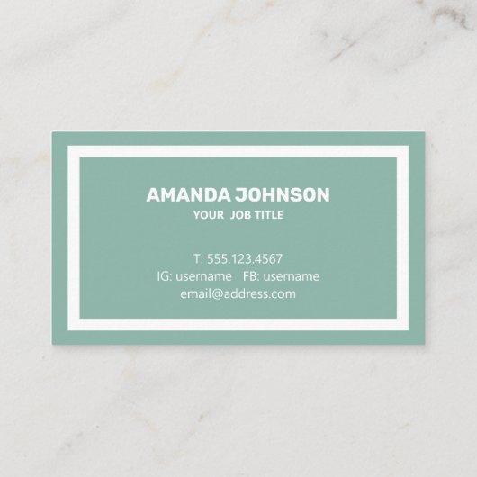 Carte De Visite Unique Clean Light Vert & Blanc Décontracté (Dos)