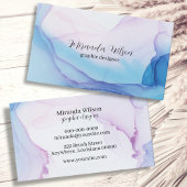 Carte De Visite Unique couleur bleu rose design d'encre
