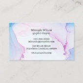 Carte De Visite Unique couleur bleu rose design d'encre (Dos)