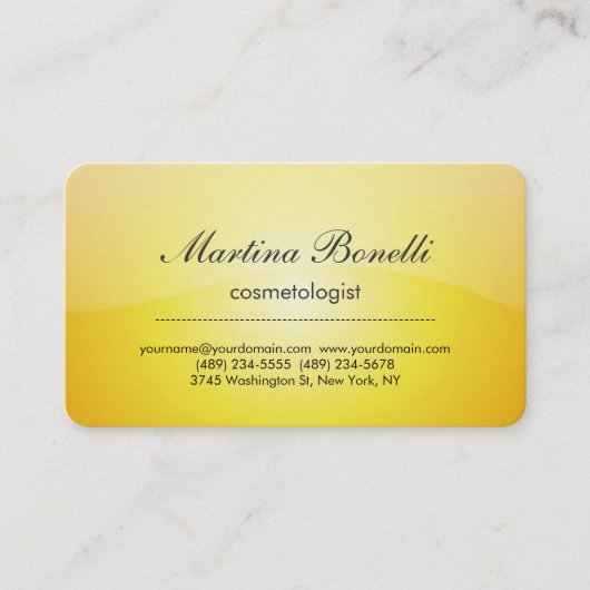 Carte de visite unique de cosmétologue jaune (Devant)