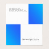 Carte De Visite Unique Design Bleu Blanc Moderne Plaine Simple (Extérieur déplié)