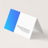 Carte De Visite Unique Design Bleu Blanc Moderne Plaine Simple (Dos)