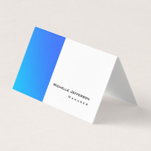 Carte De Visite Unique Design Bleu Blanc Moderne Plaine Simple