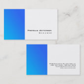 Carte De Visite Unique Design Bleu Blanc Moderne Plaine Simple (Devant / Derrière)