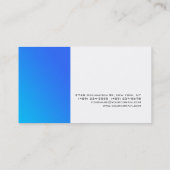 Carte De Visite Unique Design Bleu Blanc Moderne Plaine Simple (Dos)