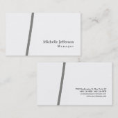 Carte De Visite Unique Design Gris Blanc Moderne Simple (Devant / Derrière)