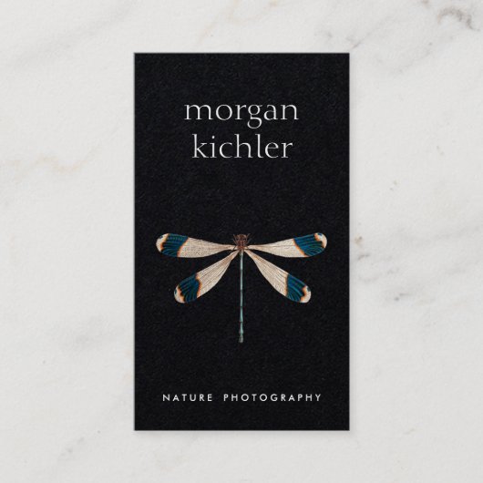 Carte De Visite Unique Dragonfly Nature Professionnelle Noir (Devant)