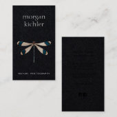 Carte De Visite Unique Dragonfly Nature Professionnelle Noir (Devant / Derrière)