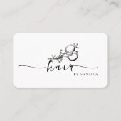 Carte De Visite Unique Elegant Floral Scissors Logo QR Code (Devant)
