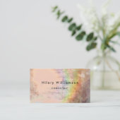 Carte De Visite Unique Elégant Grunge Beige Holographe Arc-en-ciel (Debout devant)