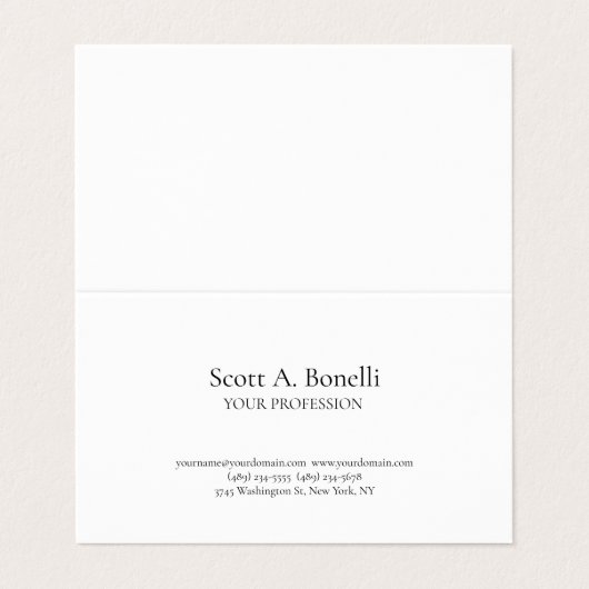 Carte De Visite Unique Élégant Plain Simple Blanc Spécial (Extérieur déplié)