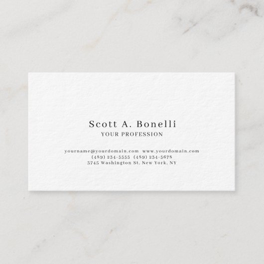 Carte De Visite Unique Élégant Plain Simple Blanc Spécial (Devant)