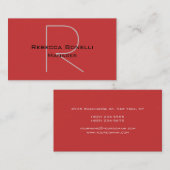 Carte de visite unique Elegant Red Monogram Manage (Devant / Derrière)