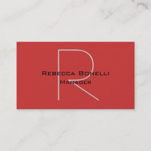 Carte de visite unique Elegant Red Monogram Manage
