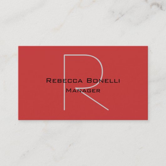 Carte de visite unique Elegant Red Monogram Manage (Devant)