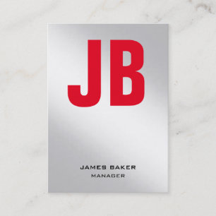 Carte De Visite Unique en tendance métal argent rouge monogramme