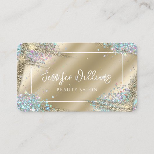 Carte De Visite Unique Faux Gold Holographic Parties scintillant M (Devant)