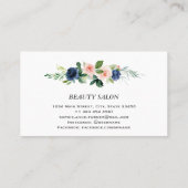 Carte De Visite Unique Fleurs Roses Bleues Professionnel Coiffeur (Dos)