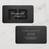 Carte De Visite Unique Gray Chalkboard Black Monogram Manager (Devant / Derrière)
