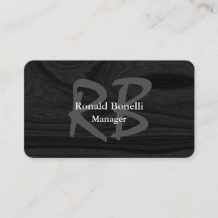 Carte De Visite Unique Gray Wood Monogram Manager Minimaliste
