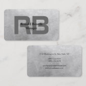 Carte De Visite Unique Gris Gras Monogramme Design (Devant / Derrière)