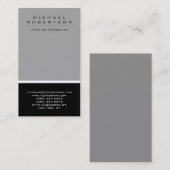 Carte de visite unique gris noir vertical clair (Devant / Derrière)