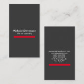 Carte De Visite Unique gris rouge vertical professionnel (Devant / Derrière)