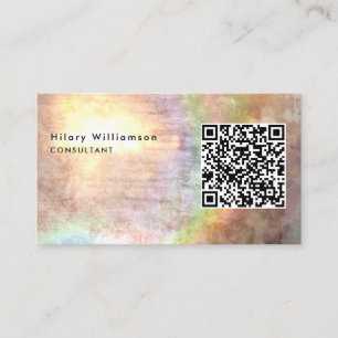 Carte De Visite Unique Grunge Beige Consultant Holographe QR Code