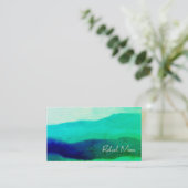 Carte De Visite Unique grunge vert émeraude signature abstraite (Debout devant)