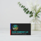 Carte De Visite Unique Heating & Cooling Logo | Black HVAC Company (Debout devant)