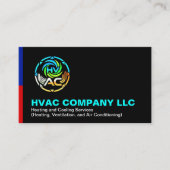 Carte De Visite Unique Heating & Cooling Logo | Black HVAC Company (Devant)