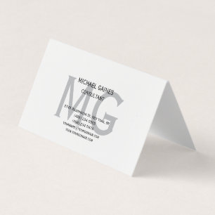 Carte De Visite Unique minimaliste gris clair Monogramme noir blan