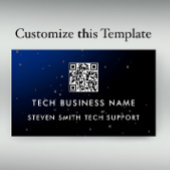 Carte De Visite Unique Modern Blue Pixel QR Code Tech Business