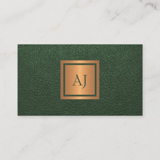 Carte De Visite Unique modern bold monogram QR code gold green (Devant)