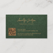 Carte De Visite Unique modern bold monogram QR code gold green (Dos)