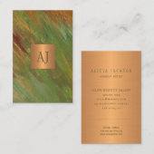 Carte De Visite Unique moderne abstrait brushstrokes or monogramme (Devant / Derrière)