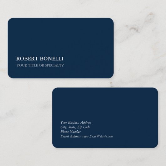 Carte De Visite Unique Moderne Collège Marine Bleu Stylish Minimal (Devant / Derrière)
