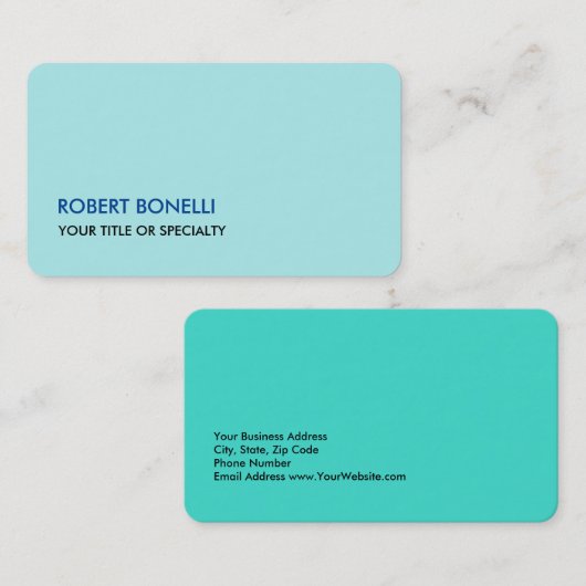 Carte De Visite Unique Moderne Et Design, Pale Turquoise (Devant / Derrière)