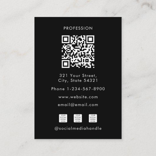 Carte De Visite Unique Moderne et tendance QR Code Social Media Ic (Dos)