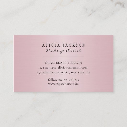 Carte De Visite Unique moderne or rose beauté monogrammée (Dos)