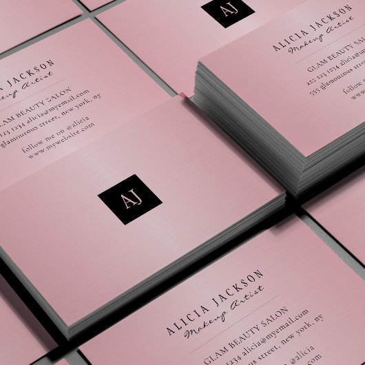 Carte De Visite Unique moderne or rose beauté monogrammée