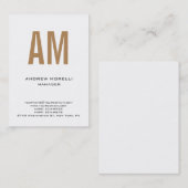 Carte De Visite Unique monogramme blanc simple (Devant / Derrière)