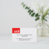 Carte De Visite Unique monogramme exclusif rouge blanc moderne (Debout devant)