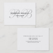 Carte De Visite Unique Monogramme gris blanc (Devant / Derrière)