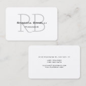 Carte De Visite Unique Monogramme gris blanc moderne (Devant / Derrière)