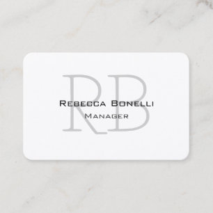 Carte De Visite Unique Monogramme gris blanc moderne