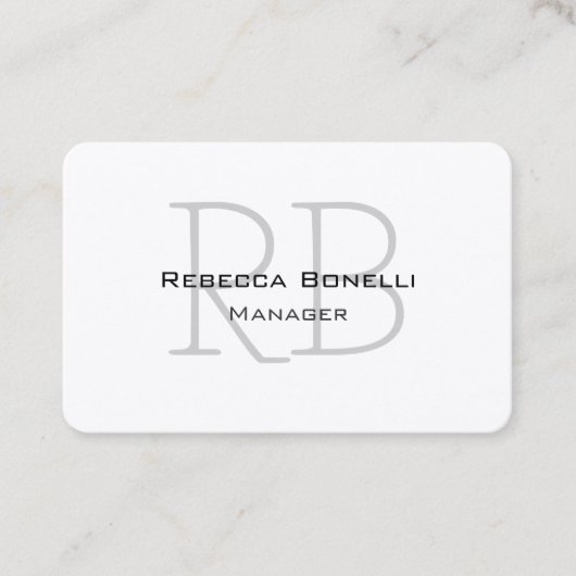 Carte De Visite Unique Monogramme gris blanc moderne (Devant)