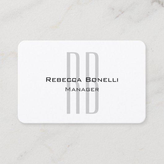 Carte De Visite Unique Monogramme gris blanc moderne (Devant)